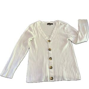 Almost Famous long sleeve White Ribbed Sweater shirt top Size 3X